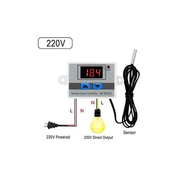 220V Digital Termostat Temperaturkontroller Kjøling og Varmekontroll