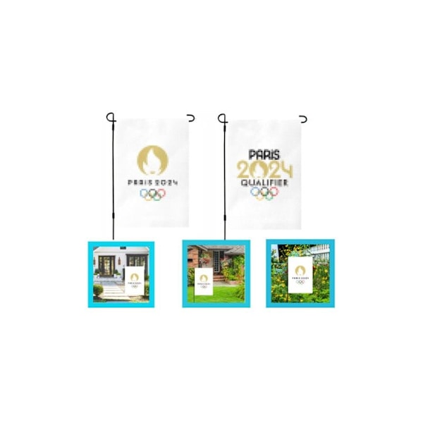 2024 Olympiske Lege Fem Ringe Haveflag 2 Stk 30x45 cm Gårddekoration
