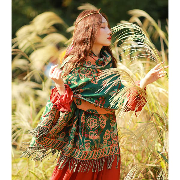 Oversized myke boho skjerf og sjal