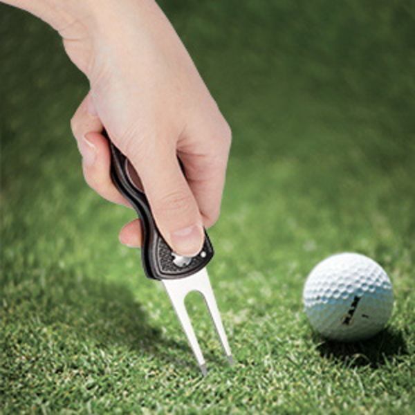 Pitch Fork Ball Markers Golf, Ball Marker Repair Tool with Retractable Knob and Magnetic Ball Marker for Golfers
