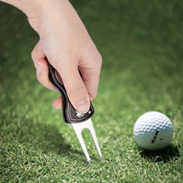 Pitch Fork Ball Markers Golf, Ball Marker Reparationsverktyg med Retrac
