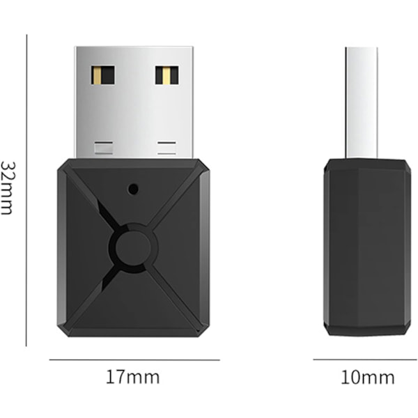 USB Bluetooth-sender og -mottaker, 2-i-1-sender med 3,5 mm lyd, Bluetooth 5.0-adapter for TV PC-bilydsystemer