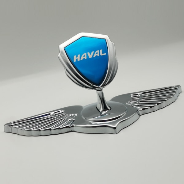 1 st lämplig för Haval H6S M6 huv bil front logotyp klistermärke (silver blå)