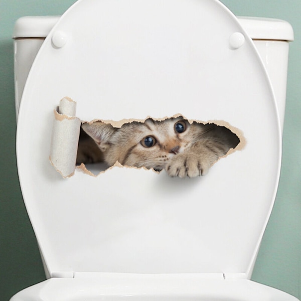 Katttoalettdekal tecknad hål