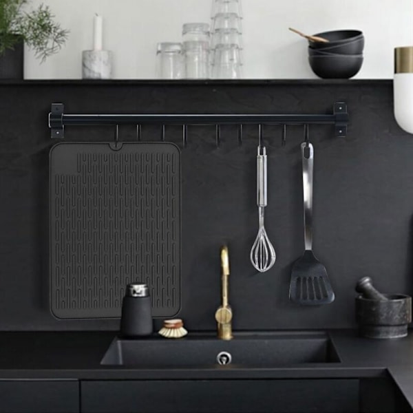 Carattoy Tepper Silikon Vask Propp Kjøkken Svart Oppvask Teppe Bedrift Vask 40x30cm Varmebestandig og Sklisikker for Matlaging