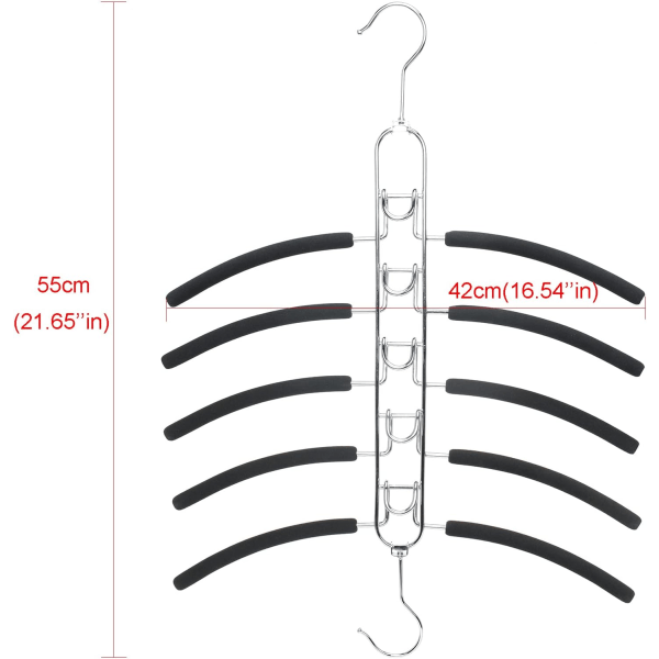 2-pack 5-i-1 flerskikts metallklädhängare multifunktionell platsbesparande halkfri skumbeläggning avtagbar galge för skjortor tröjor kostymer jackor