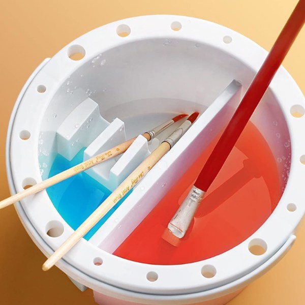 Børstevask Pot, Multipurpose Brush Cleaner, Kunstnerbørstevask med lokkpalett og hullbørsteholder