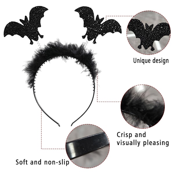 Halloween-lepakko ja kurpitsapääpanta naisten Halloween-cosplay-tytöille Halloween-cosplay-juhlan asusteet hiusasusteet 2 kpl (iso lepakko + kaksoispumppu