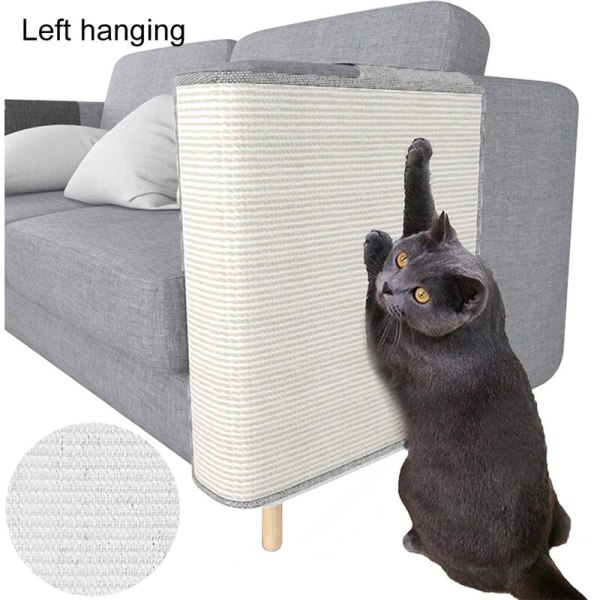 Soffskydd - Naturligt sisal möbelskydd från katter - Hörnkatt Scratcher Couch för säng, stol, soffa - Enkel installation, vänster