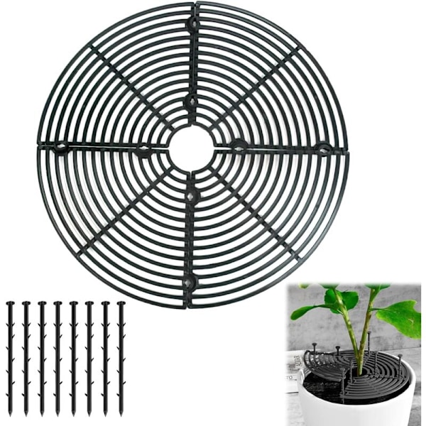 Skyddsgaller för blomkrukor - justerbara skydd upp till 30 cm - Komplett kit med ABS-plastbultar och ark - Växter skyddas mot katter, barn