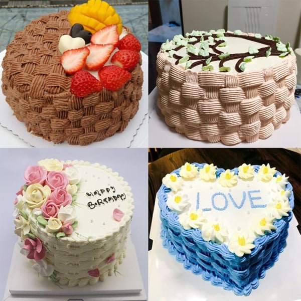 5 st flätade dekorationsmunstycken, halva raden vävda blommunstycken 5 st set, rostfritt stål blommunstycken bakverktyg