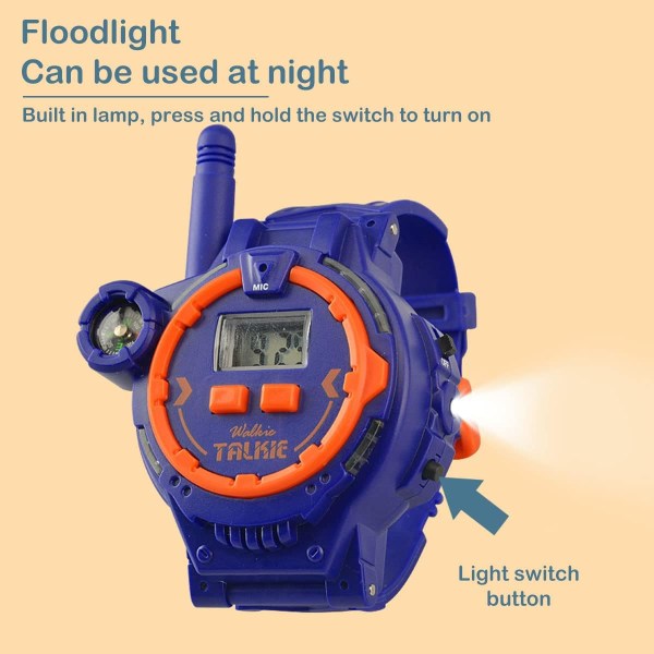 2 stk. Walkie Talkie Ure Legetøj med Lommelygte Kompas Antenne Anti-interferens Spion Ur Legetøj USB Genopladelig Børns Spion Ur