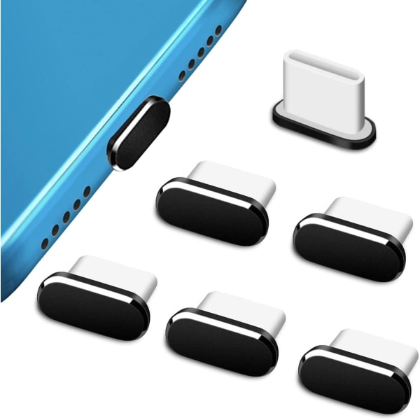 6 USB C Støvplugg Type-C Støvdeksel Kompatibel med Samsung Galax