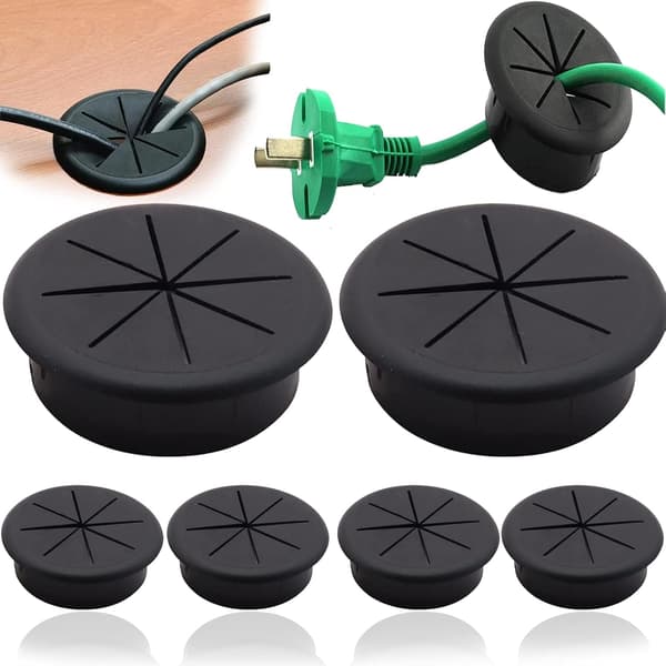 6 stk Ø60mm plast skrivebordsgrommet innfelt plast grommets runde B