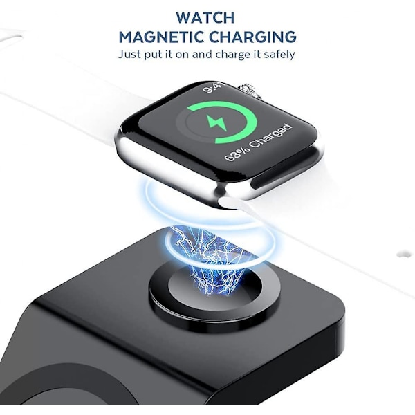 Trådløs lader 3-i-1 brakett egnet for Apple mobiltelefon hodetelefonklokke iWatch7