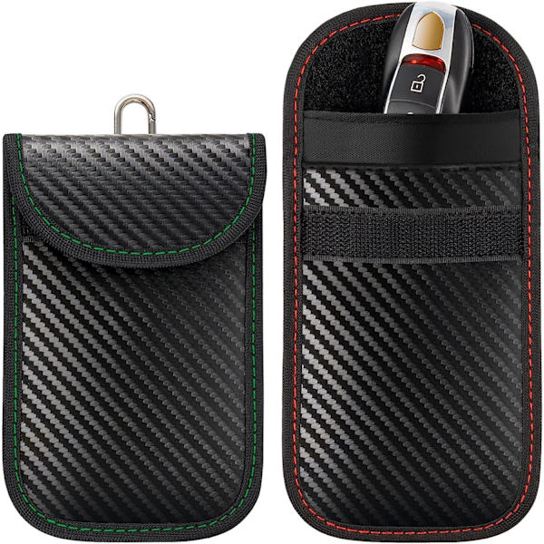 Anti RFID-bilnyckelfodral, 2-pack signalblockerande Faraday-påse Faraday-väska, RFID-signalblockerande påsar för bilnyckel