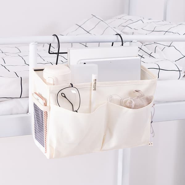 Dormitory Supplies Bunk Bed Storage Basket Bag with Metal Hook Student Bedside Storage Rack