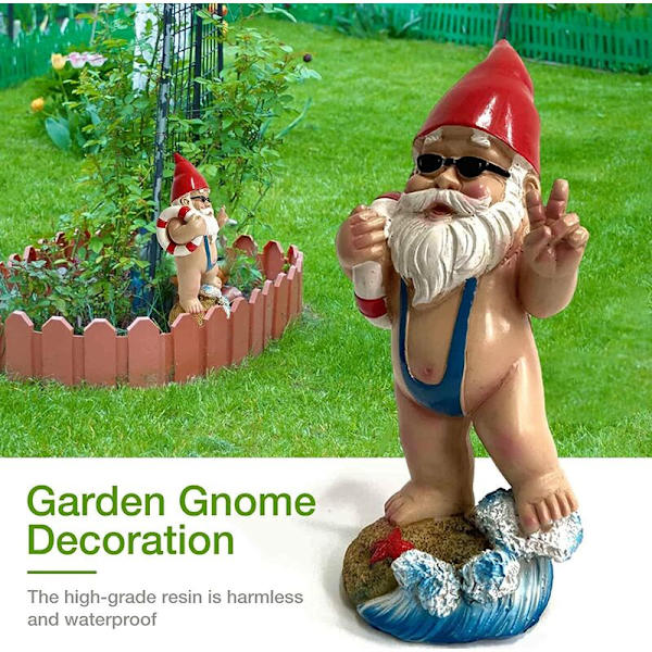 Humor Utomhus Trädgårdstomte, Tomtestaty Resin Trädgård Goblin Konst Dekoration, Tomtesimmare Trädgård Gräsmatta Prydnader för Inomhus eller Utomhusträdgård
