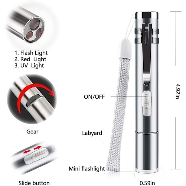 Interaktiivinen lelu laserpointer 7 in 1 Hauska Monimallinen leikki LED-taskulamppu ladattavalla USB:llä