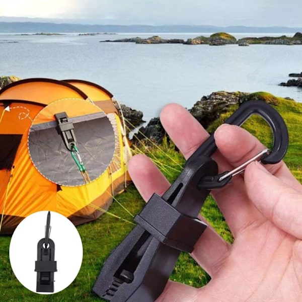 6 st Camping Karbinhake Presenningsklämma Set Presenningsklämma med Camping Tältklämma Återanvändbara Tältklämma Tillbehör för Utomhuscampingaktiviteter