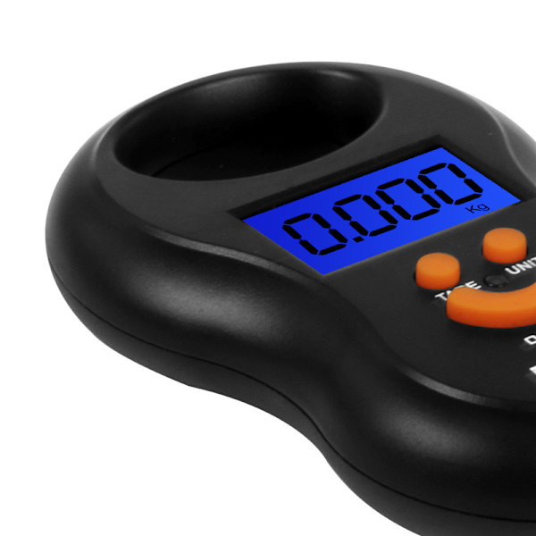 Musta - 1 kpl kannettava matkatavara-asteikko / ripustettu matkatavara-asteikko 110lb / 50kg matkatavara-asteikko Taustavalaistu LCD kalastuskoukulla ripustukseen ulkoilmakotiin