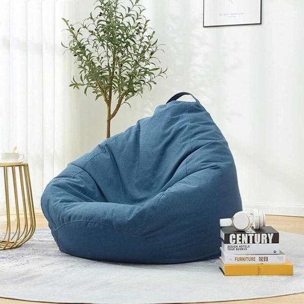 Sittsäck Soffa Lazy Soffa Överdrag Fåtölj Tyg Fåtöljöverdrag Stolsöverdrag utan Fyllning Sittpuff Tatami Vardagsrumsmöbler (Blå, 70×80cm)