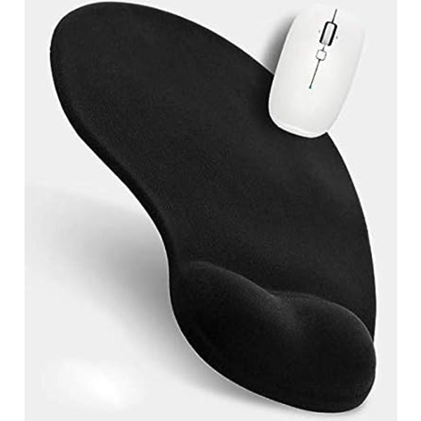 (Sort) Musemåtte, behagelig og ergonomisk håndledsstøtte til bærbar computer, skrivebord, kontor, spil
