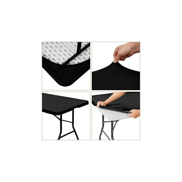 (1830 × 760 × 5) Svart, stretchig, töjbar, maskintvättbar bordsduk, med vattenavvisande egenskaper, idealisk för trädgården, elegant och lätt att rengöra.
