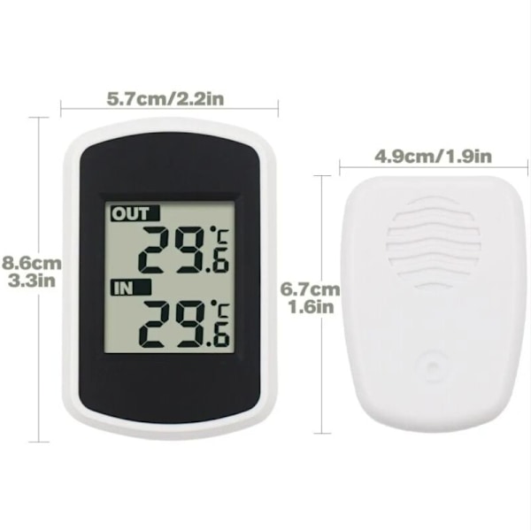 LCD Digital Trådlös Termometer för Inomhus eller Utomhus, Mini Rumstemperatursensor, Liten Exakt Vädertestare i Hem, Sovrum och Kontor, Vit
