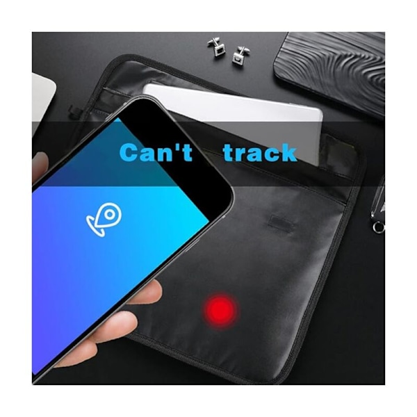 Anti-hacking Bilnøkkelpose - 37x26cm - RFID Signalblokkering - for Mobiltelefon - Personvern og Bilnøkkel - Svart