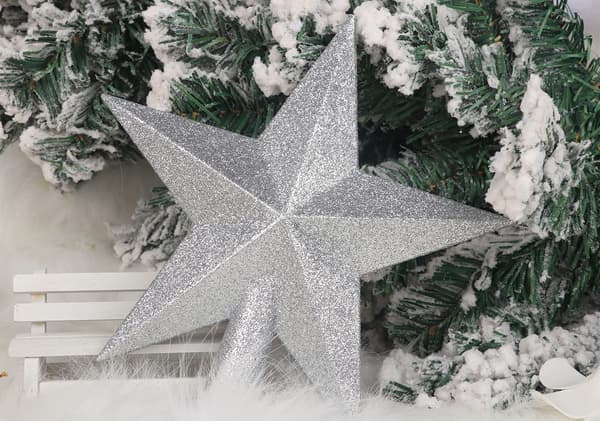 Juletrær Glitter Stjerner Topp 8 Tommers Julepynt til Jul - Gull+Rød+Rosa
