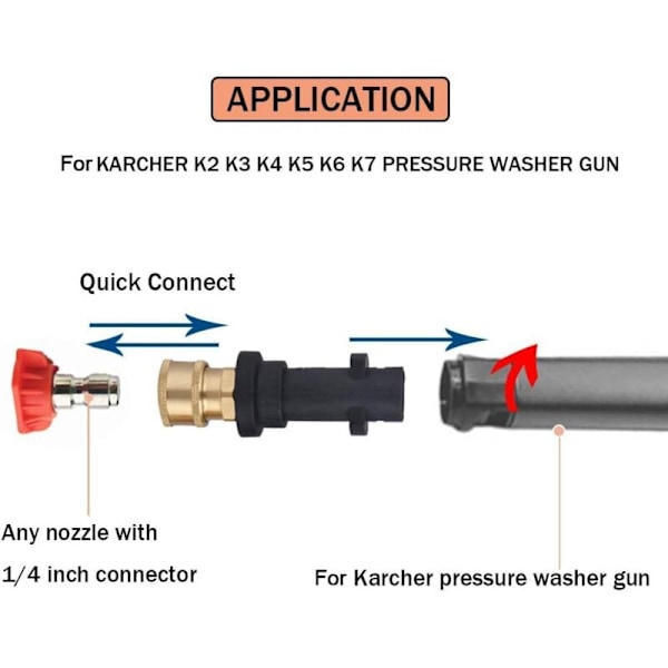 9x13x5cm Pistoladapter til højtryksrenser med 1/4'' hunfitting med hurtig tilslutning til Karcher/Kärcher K2 serie, K3, K4, K5, K6, K7
