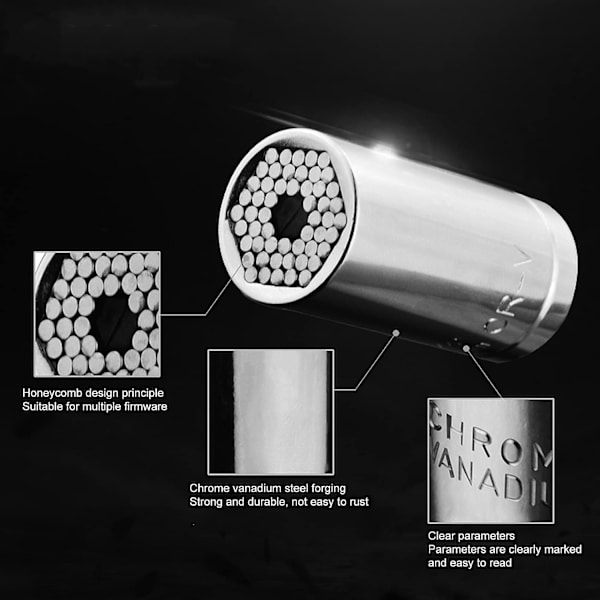 2 stk. Universal Socket 7-19mm Universal Socket Wrench Chrome Vanadium Høy Kvalitet Multifunksjonell Adapter for Håndverktøy