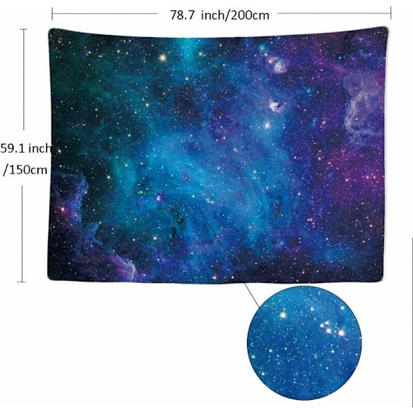 200 x 150 cm Dekorativt vægtæppe Soveværelse - Natur Galakse Univers Planeter Solsystem - Stof Tapet - Æstetisk Vægtæppe - Panorama