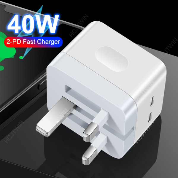 USA-USA-förordning-snabbladdningsladdare Gäller Apple Mobile Charger Dual C Port 40w Dual Line Output Laddningshuvud