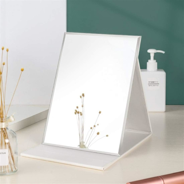 Speglar Stor Super HD Bärbar Makeup Speglar Speglar Multi Stativ Vinkel Hand Free/Bärbar/Bord Fällbar Speglar 26*18cm（Vit）