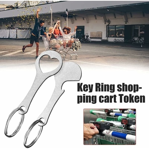 UNIVERSAL PASS-PARTOUT til supermarkedstrolley, Caddy nøglering, rustfrit stål caddy token nøgle, Passe Partout til indkøbsvogne (2 stk.) Kærlighed + cr