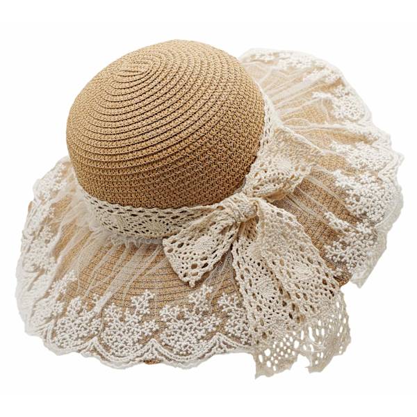 Liten flicka barn sommar halm hatt bred brätte floppy strand sol visir hatt