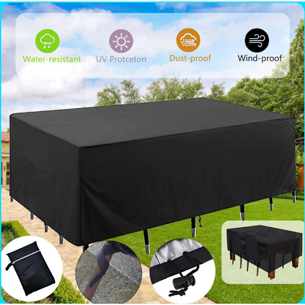 Skyddande överdrag trädgårdsmöbler, vattentätt skyddande presenning för bord och utomhusstolar, rektangulärt möbelskydd för snöskydd, 230x146x69cm
