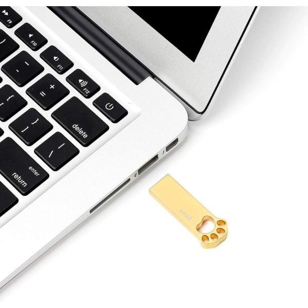 USB 64GB Metal USB Flash Drive 64 Giga Mini USB Flash Drive 64GB Waterproof USB 2.0 Pen Drive 64GB with Hook for Laptop/PC/Car etc (Gold)