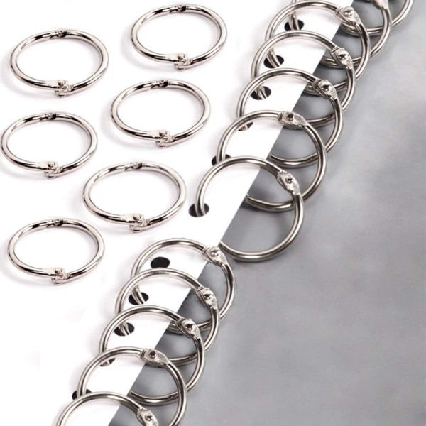 Bogringe, Bindeled, 100 stk. Metalringe Notesblok Nøgleringe Hængselringe til Album Scrapbøger Metalbruser(25mm)