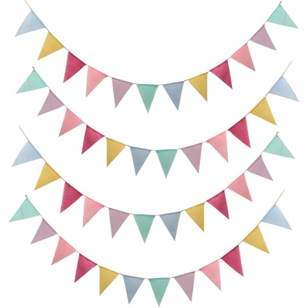 48 st Flerfärgad Jute Vimpel Vimpel 4 Vimplar Vintage Triangel Vimpel Vimpel Bröllopsdekorationer (4m/Varje Vimpel)