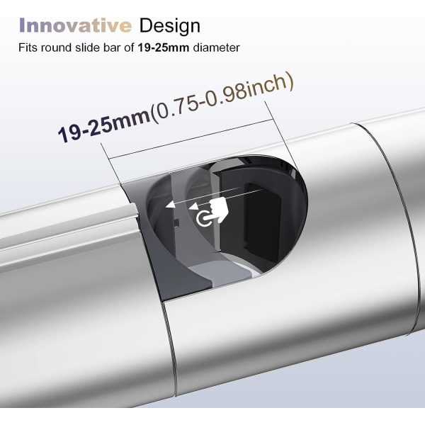 Dusjhodefeste, justerbar, dusjhodefeste uten boring, ABS forkrommet design, 19-25 mm