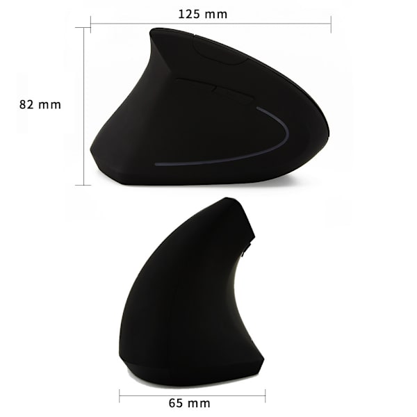 2.4G trådløs vertikal ergonomisk optisk mus, 800/1200/1600 DPI, 5 knapper for bærbar PC, stasjonær PC, PC, Macbook - Svart