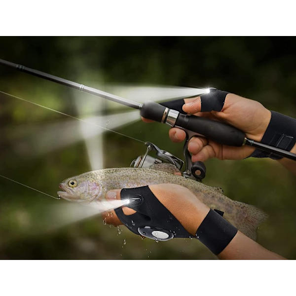 LED-handsker med lys til fiskegaver til mænd, fars dags gaver til mænd, strømpefyldere til mænd, lommelygte, der lyser fiskehandsker op