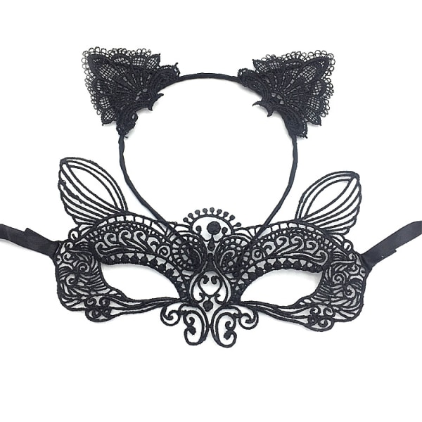 （Hoops + alver）Spets Kvinna Varghuvud Mask (Mask A)