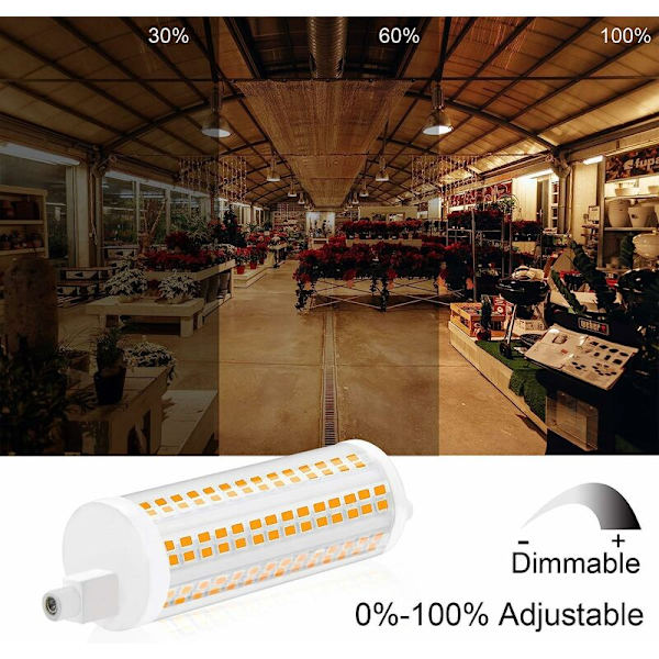 20W 118mm R7s Dimbar LED-pære J118 dagslys 4000K 2200lm Dobbeltsidig spotlight tilsvarende 200W halogenpære for hjem, stue, balkong, Ho
