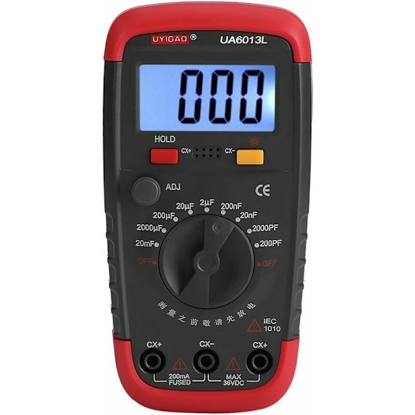 Digital kapacitansmätare, Pro kondensatortestare 0,1pF - 20000uF med LCD-bakgrundsbelysning Max 1999-READCLY
