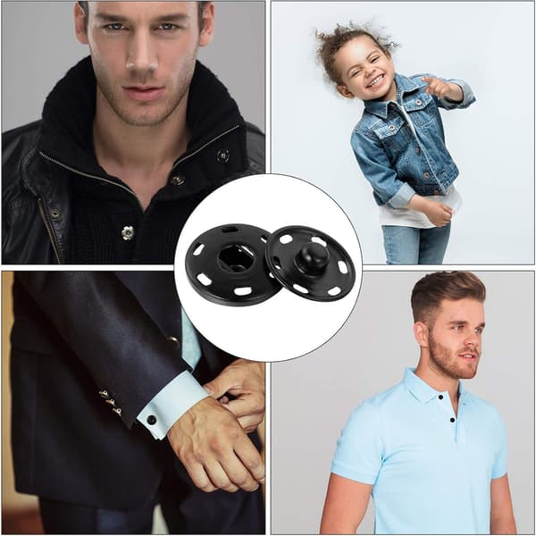 Trykknapper Snaps Fasteners Knapper (21mm 40 sæt), rustfrit metalbelagt usynlige syning sorte knapper, brugt til tegnebøger, håndtasker, klud