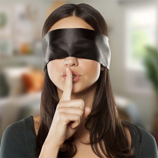 2 stk. i silkesatin, øjenmaske, sovemaske, blød satindækning, silke sovemaske, Valentinsdagsgave, 160 cm (2 sorte stk.)